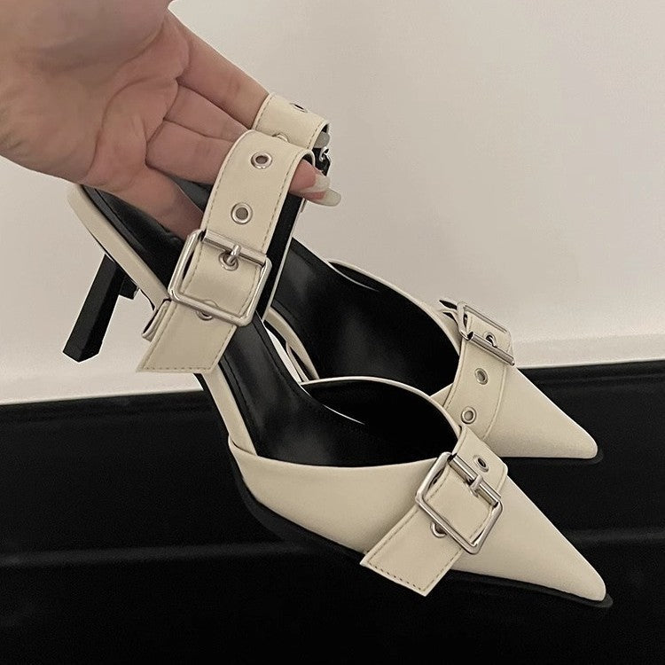 Damen spitze Mules mit dekorativen Schnallen R&B