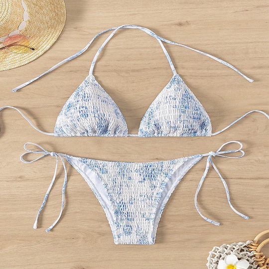 Damen Triangel-Bikini mit verstellbaren Trägern und klassischen Schnürdetails R&B