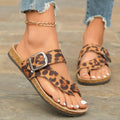 Damen Komfortable Zehentrenner-Sandalen mit animalischem Muster R&B