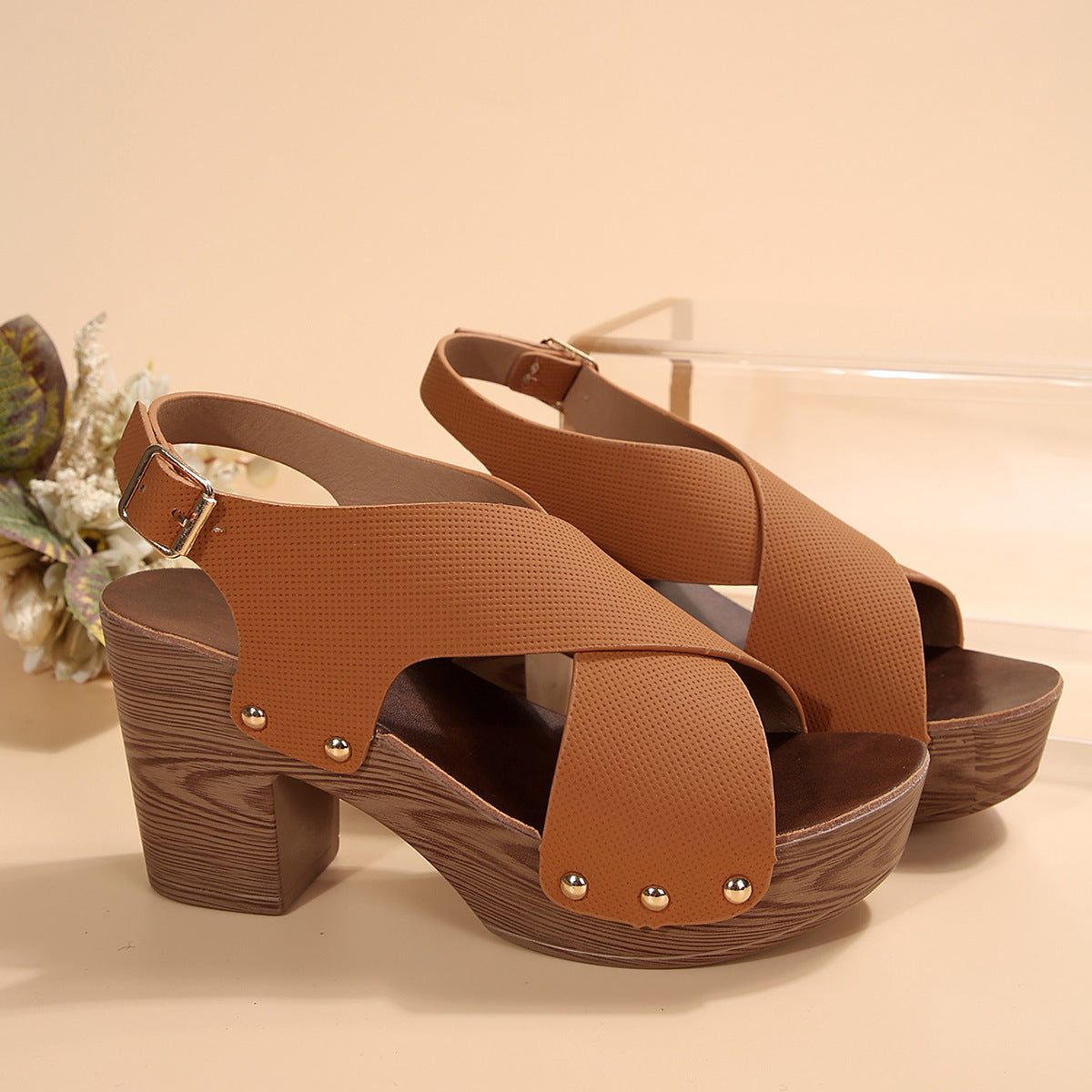 Damen Sandalen mit Holzabsatz R&B