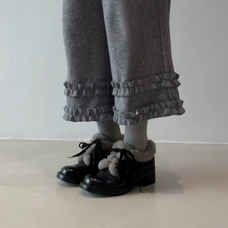 Damen gefütterte Schnürschuhe mit weichem Innenfutter und robustem Profil