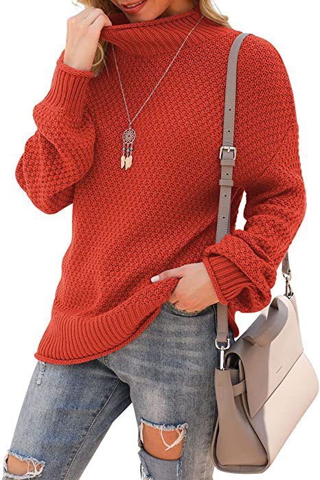 Damen Pullover mit hohem Kragen und strukturiertem Strickmuster R&B