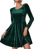 Damen Elegantes Samtkleid mit geschwungenem Saum und langen Ärmeln R&B