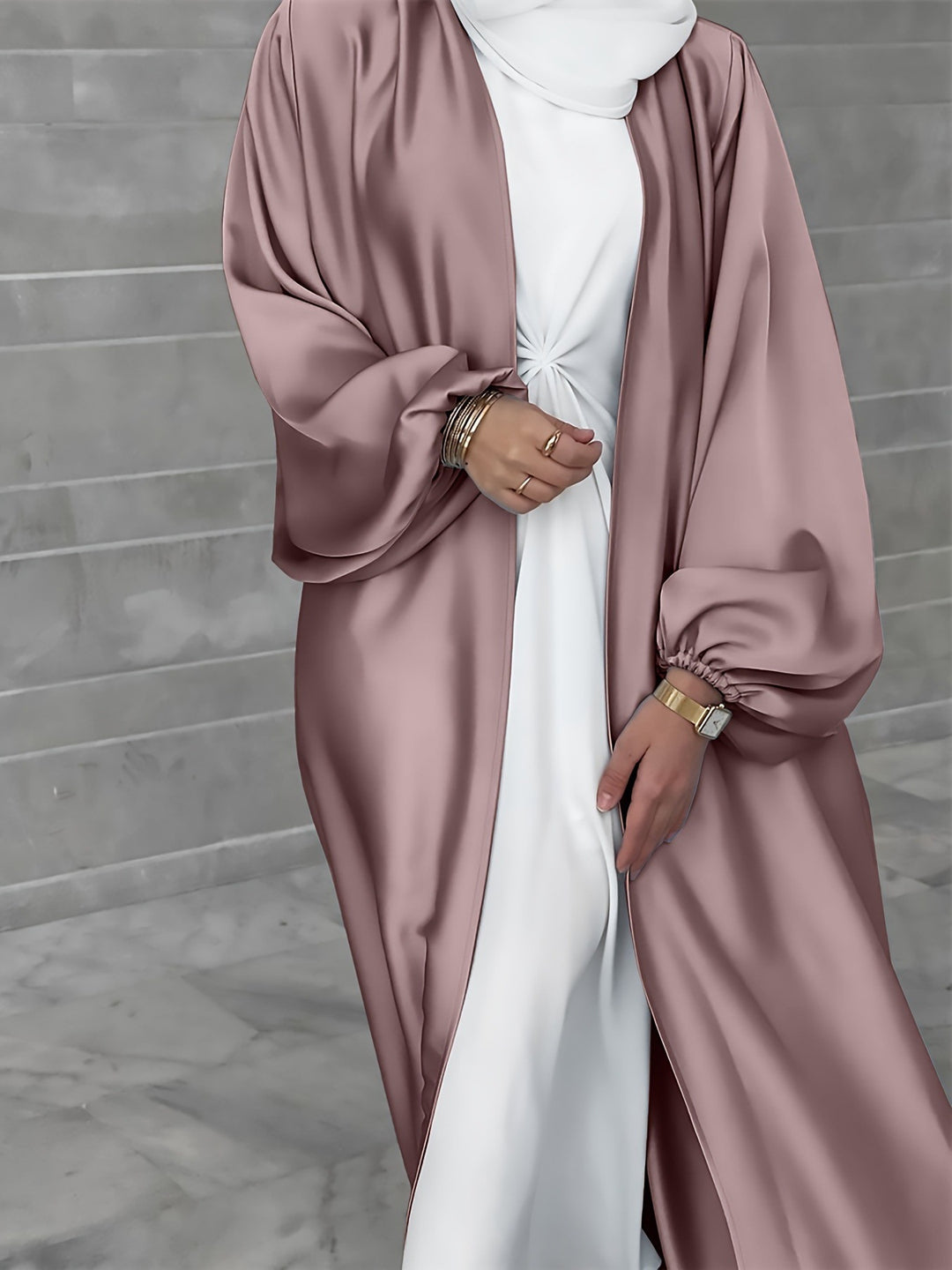 Damen eleganter Longcardigan aus fließendem Material mit weitem Schnitt R&B