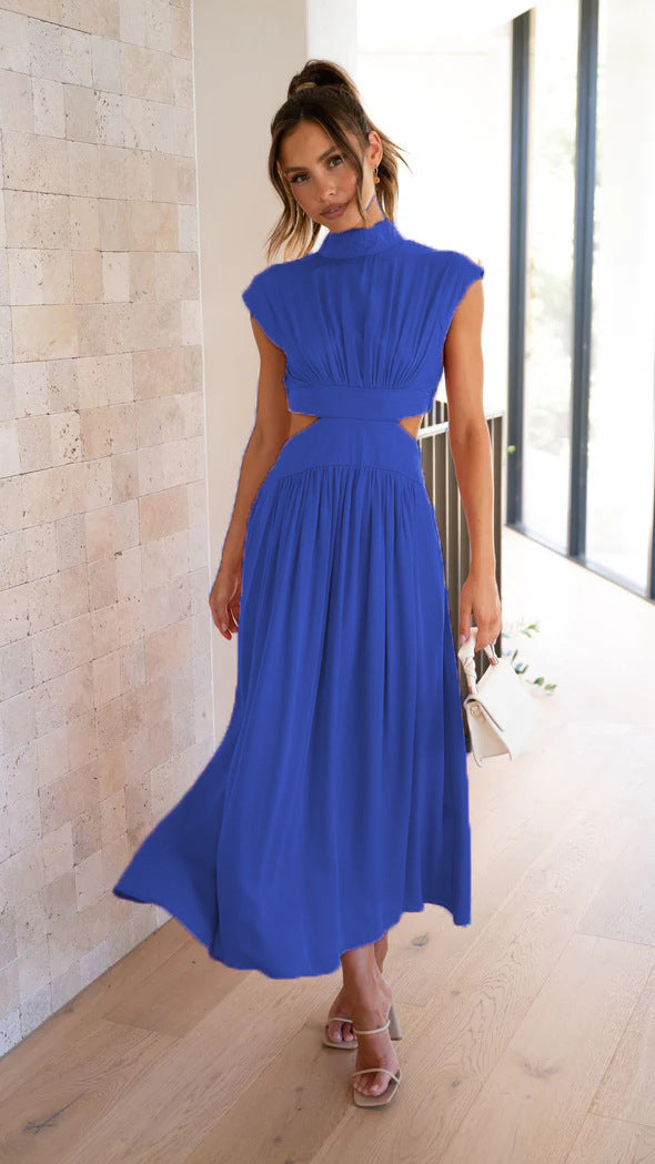 Damen Maxikleid mit kreativem Schnitt und tailliertem Design R&B