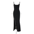 Damen elegantes Maxikleid mit seitlichem Schlitz R&B