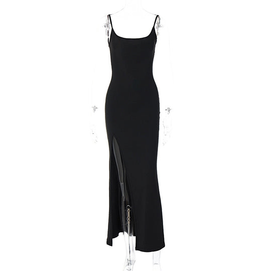 Damen elegantes Maxikleid mit seitlichem Schlitz R&B