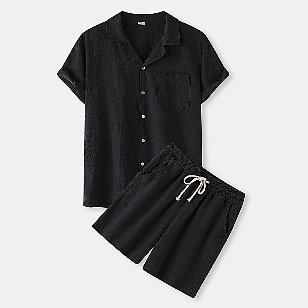 Damen Kurzarm Schlafanzugset mit praktischer Brusttasche und elastischem Bund R&B