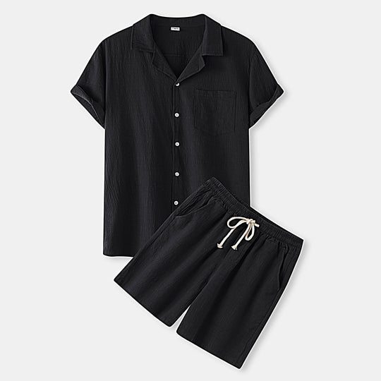 Damen Kurzarm Schlafanzugset mit praktischer Brusttasche und elastischem Bund R&B