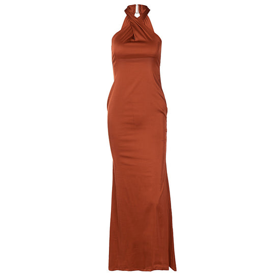 Damen Elegantes Wickelmaxikleid mit schmalen Trägern und figurbetontem Schnitt R&B