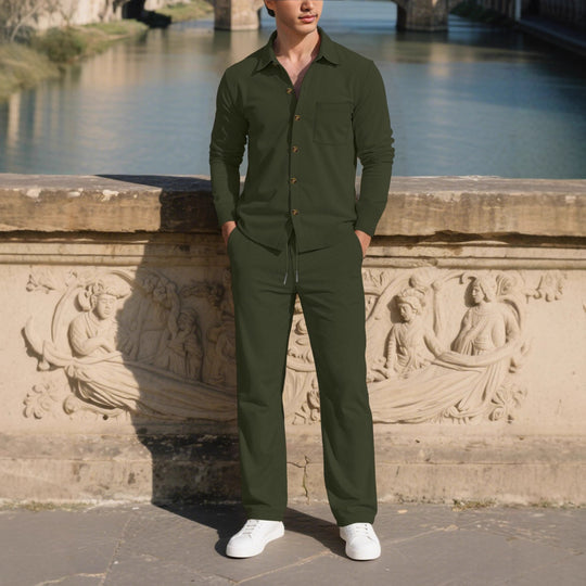 Herren eleganter Freizeitanzug mit strukturierter Oberfläche und praktischen Taschen R&B