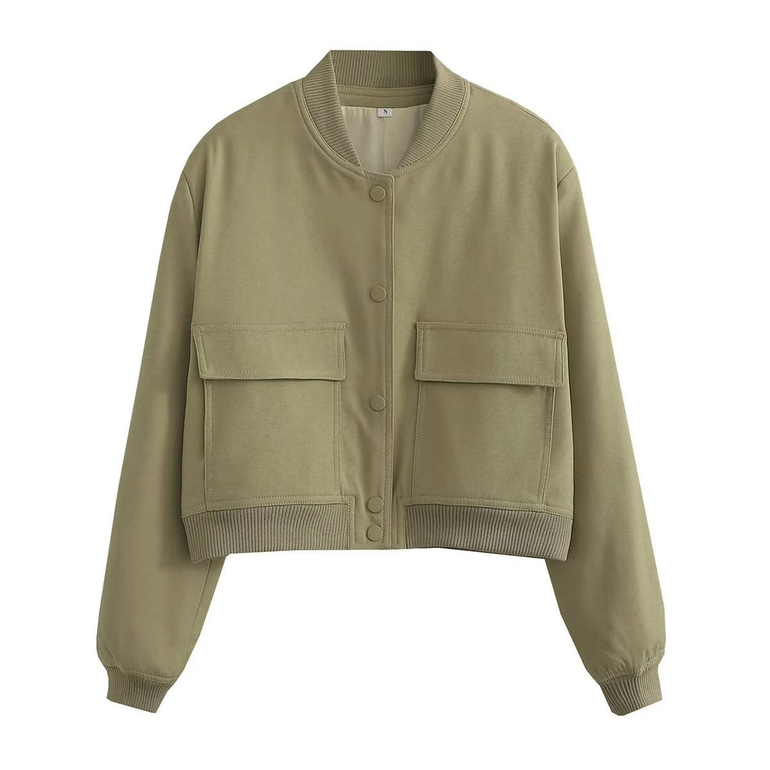 Damen sportliche Bomberjacke mit wattiertem Innenfutter und praktischen Taschen R&B