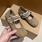 Damen Ballerina mit elegantem Schleifenverzierung und hochwertiger Plüschoberfläche R&B