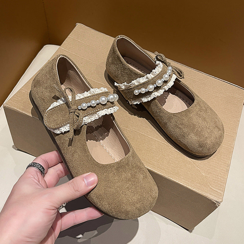 Damen Ballerina mit elegantem Schleifenverzierung und hochwertiger Plüschoberfläche R&B