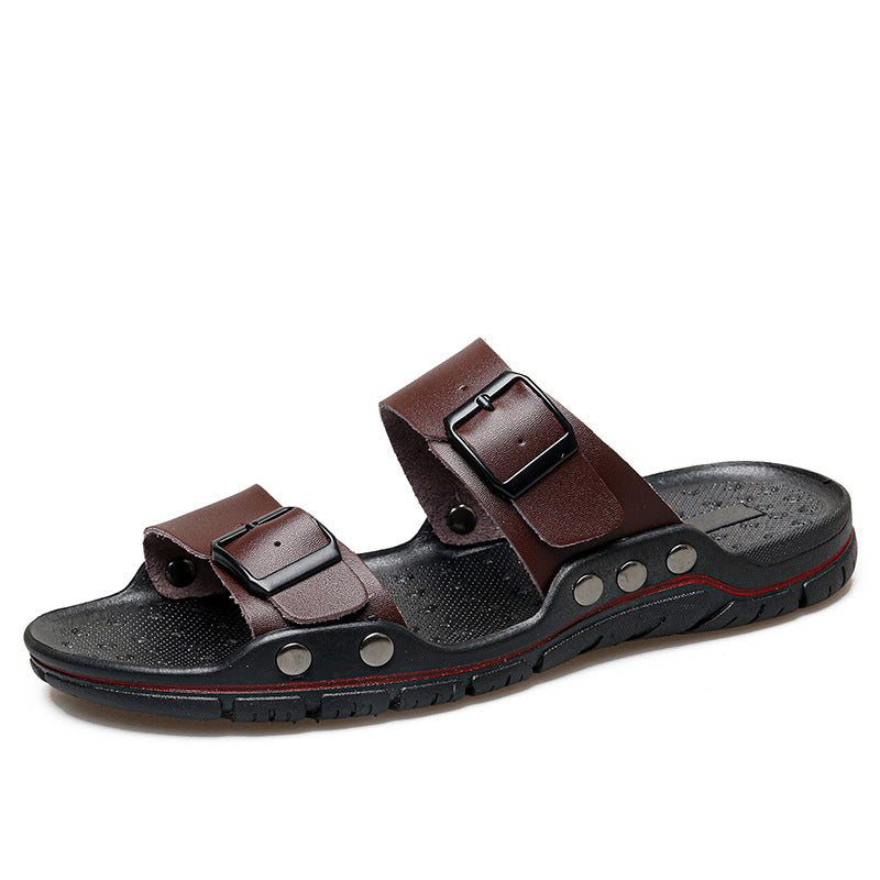 Herren Bequeme Leder-Sandalen mit verstellbaren Riemen R&B