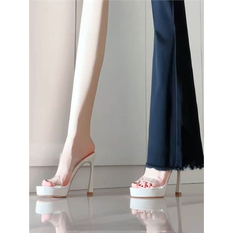 Damen transparente High Heel Sandalen R&B