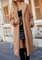 Damen Langer flauschiger Teddy-Mantel mit Taschen R&B