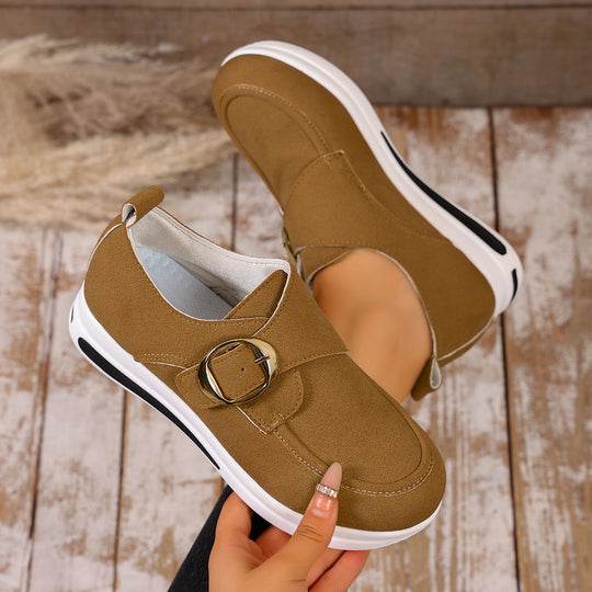 Damen Komfort-Slipper mit dekorativem Schnallenverschluss und ergonomischem Fußbett R&B