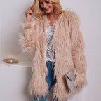 Damen Furry Teddyjacke mit modernem Schnitt und langem Fell R&B
