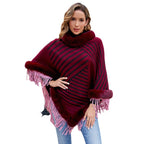 Damen modischer Poncho mit elegante Fransenverzierung