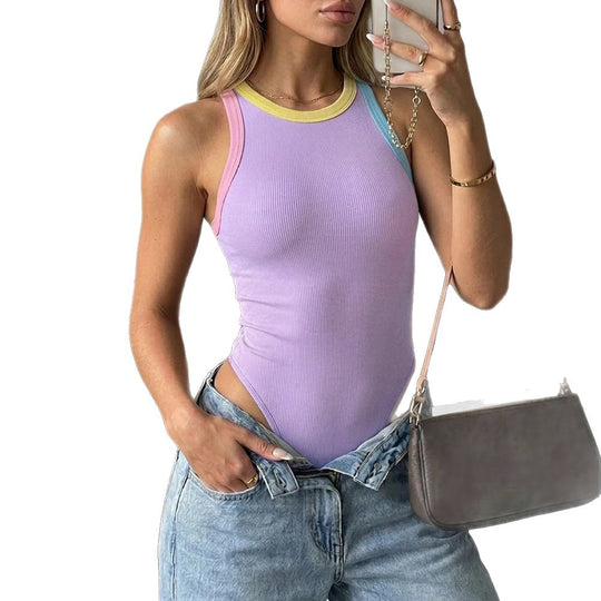 Damen Racerback Bodysuit mit schmalen Trägern und eleganter Rippenstruktur R&B