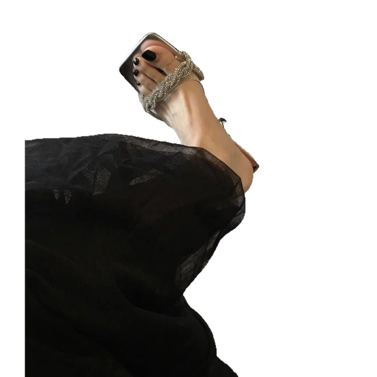 Damen glamouröse High Heel Mules mit funkelnden Strassverzierungen R&B