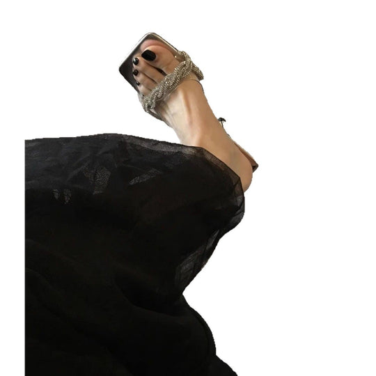 Damen glamouröse High Heel Mules mit funkelnden Strassverzierungen R&B