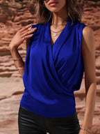 Damen elegantes Oberteil mit Wickeldesign und gerafftem Schnitt R&B