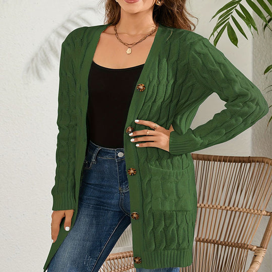 Damen Strickjacke mit dekorativem Zopfmuster und praktischen Taschen R&B
