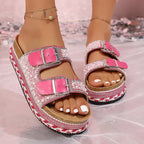 Damen Komfortable Zehentrenner-Sandalen mit Glitzer-Applikation und verstellbaren Riemchen R&B