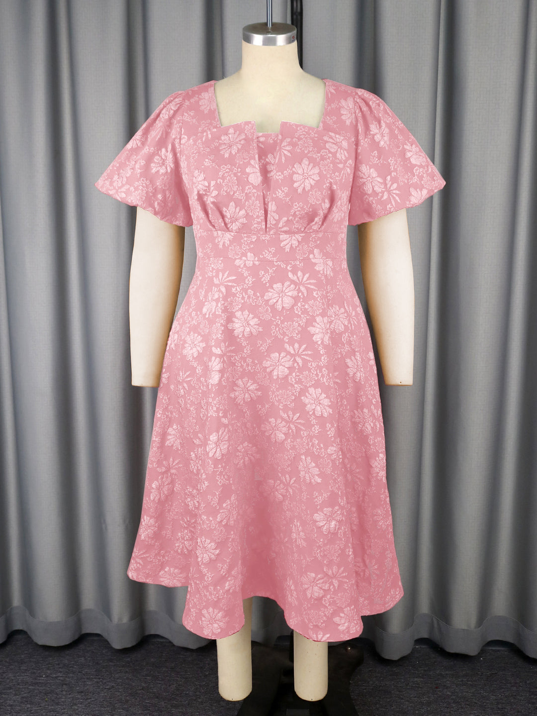 Damen Midikleid mit schwingendem Rock und floralen Mustern R&B