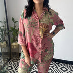 Damen Blumendesign Pyjama-Anzug R&B