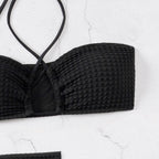 Damen Bandeau-Bikini mit verstellbaren Trägern und schnürbarem Rock R&B
