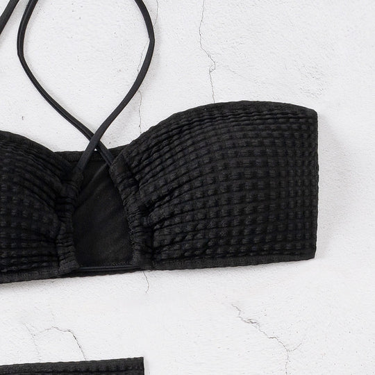 Damen Bandeau-Bikini mit verstellbaren Trägern und schnürbarem Rock R&B