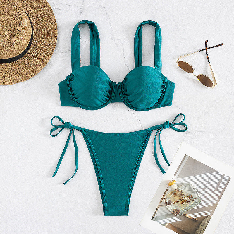 Damen Push-Up Bikini mit großzügigen Trägern und stilvollen Schleifen R&B