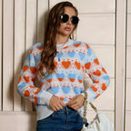 Damen Strickpullover mit Herzmuster und lockerer Passform R&B