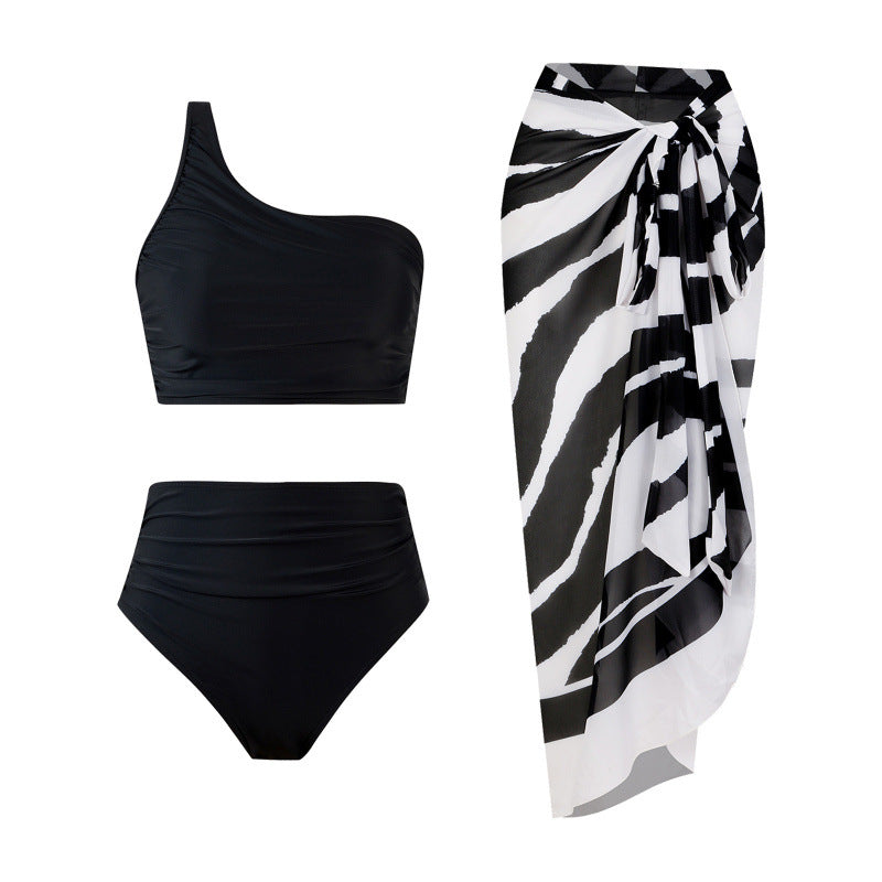 Damen Bikini-Set mit elegantem asymmetrischen Oberteil und hohem Taillenslip R&B