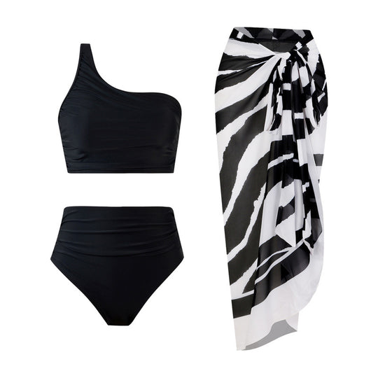 Damen Bikini-Set mit elegantem asymmetrischen Oberteil und hohem Taillenslip R&B
