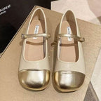 Damen Ballerinas mit elegantem Riemen und glänzender Zehenkappe R&B