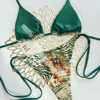 Damen Triangel Bikini mit animalischem Muster und verstellbaren Bändern R&B