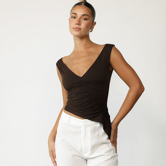 Damen figurbetontes Top mit Rüschendetails R&B