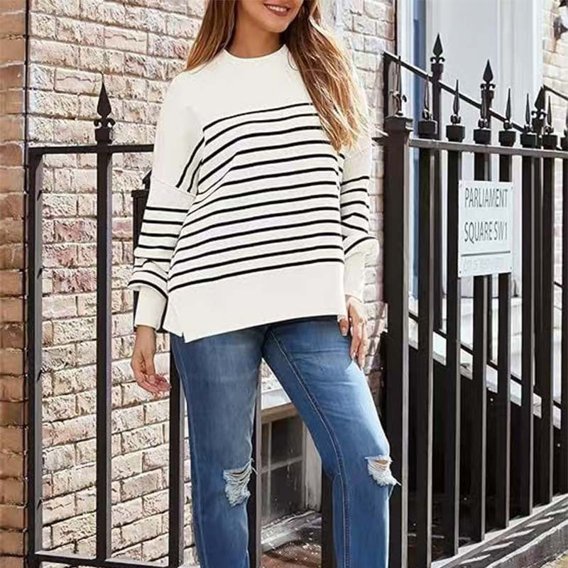 Damen gestreifter Sweatshirtpullover R&B