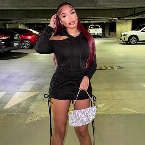 Damen Sportliches Hoodie-Kleid mit asymmetrischem Schnitt und Rüschendetails R&B