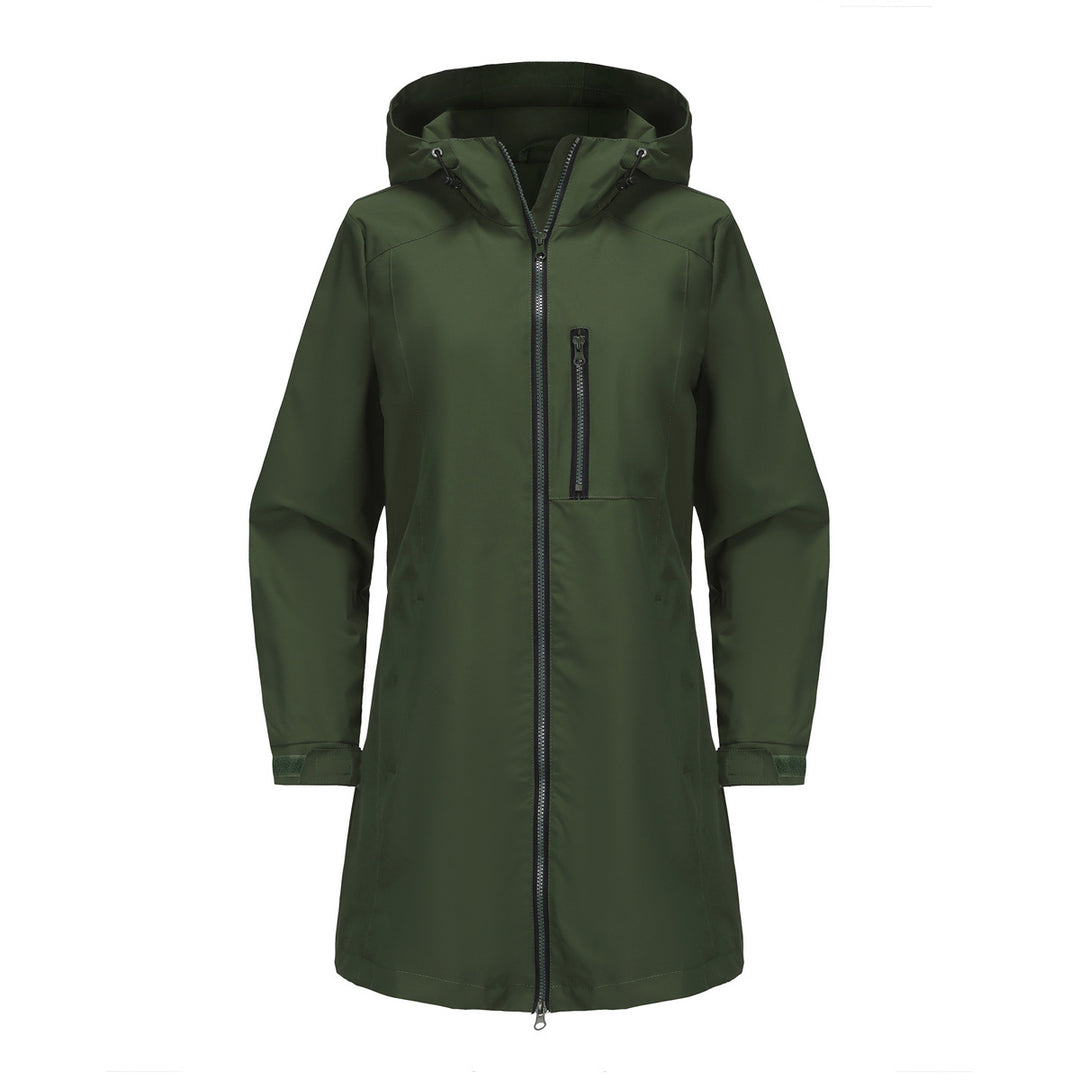 Damen modische Regenjacke mit Kapuze und praktischen Taschen R&B
