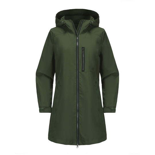 Damen modische Regenjacke mit Kapuze und praktischen Taschen R&B