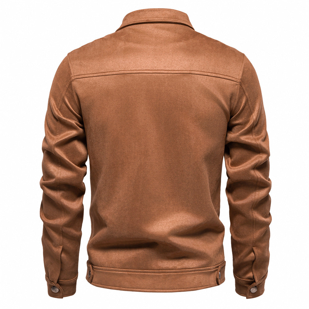 Herren Kunstlederjacke mit strukturiertem Design und seitlichen Reißverschlusstaschen