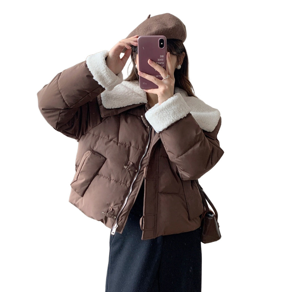 Damen Kuschelige Daunenjacke mit abnehmbarem Teddykragen R&B