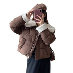 Damen Kuschelige Daunenjacke mit abnehmbarem Teddykragen R&B