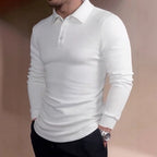 Herren nan tailliertes Waffelstrick-Poloshirt mit klassischem Polokragen R&B