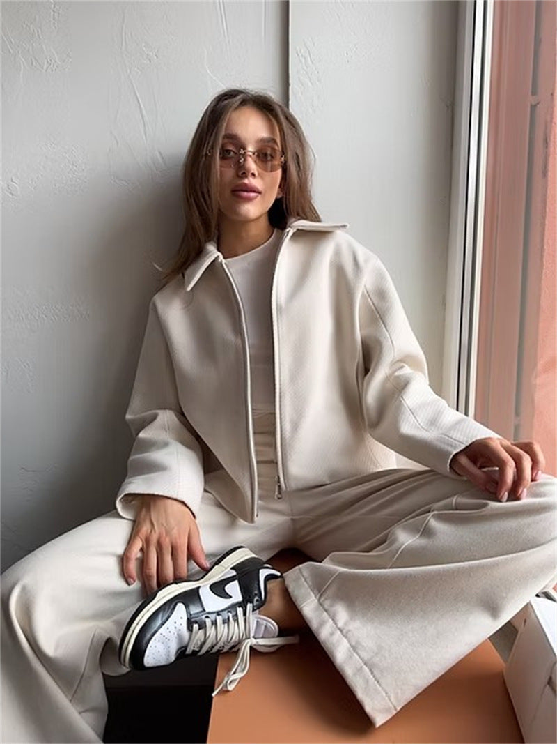 Damen elegante Zip-Jacke im minimalistischen Stil R&B